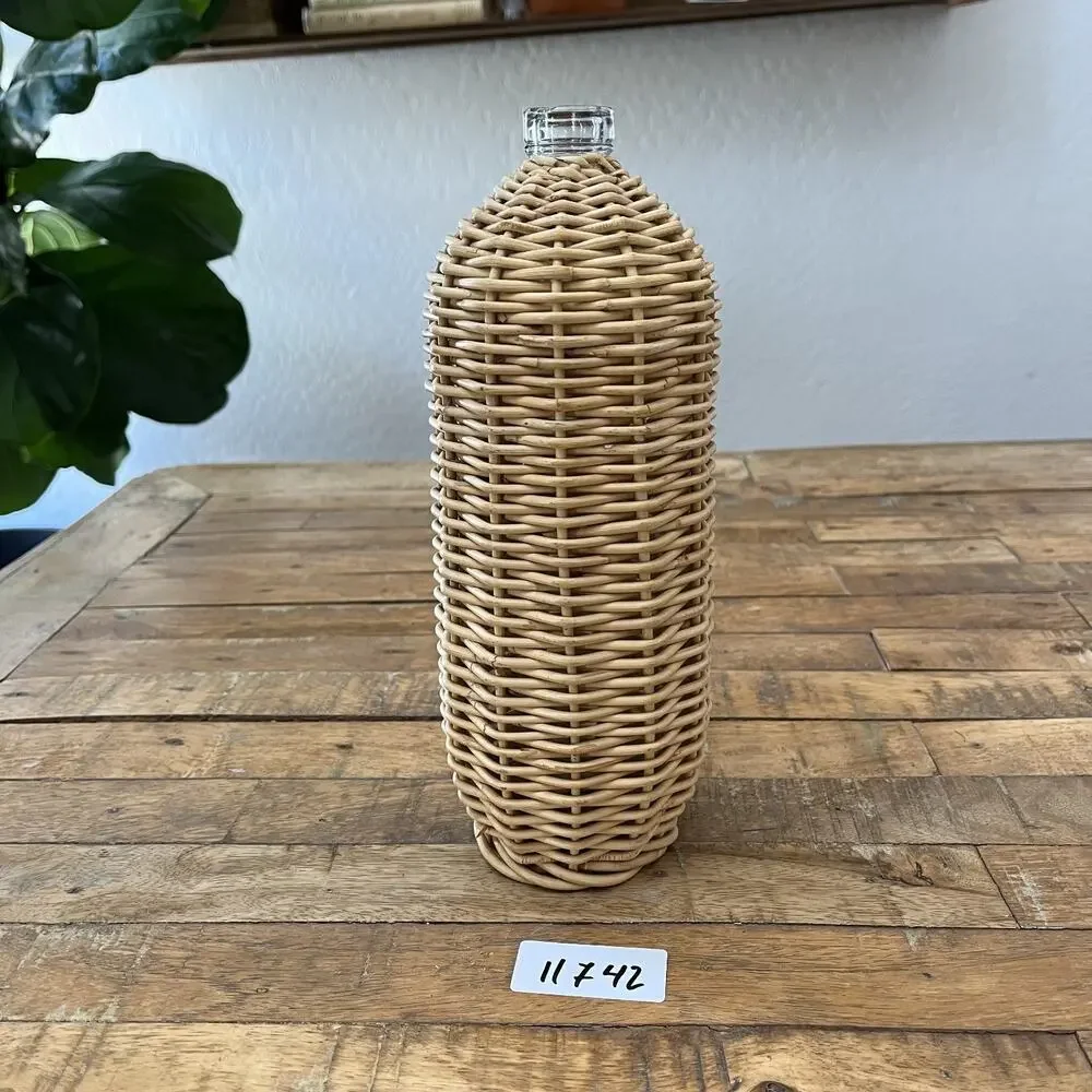 Crate & Barrel Wicker Wrapped Glass Bottle 10